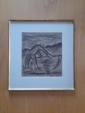 Auguste CHABAUD (1882-1955). Le moissonneur. Fusain sur papier