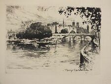 Tony Cardella - L'Ile de la Cité Paris - eau forte, Cachet Carmen Guillard