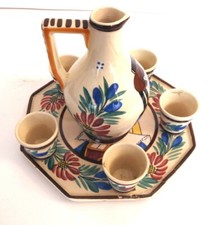 HB QUIMPER SERVICE A LIQUEUR 1 PLATEAU +  1 CARAFE   +   5 PETITES TASSES 
