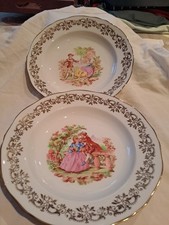 Lot 2 assiettes Creuses , Porcelaine EN BERRY Avec Pâte de LIMOGES  pompadour or