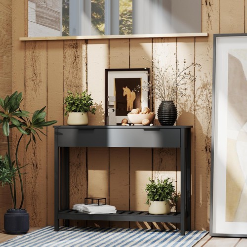 Black narrow console table - narrow,