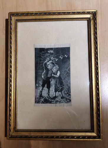 Tableau ancien soie tissée