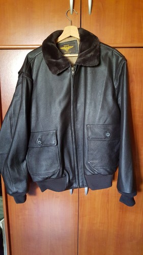 Navy leather flight - g-1,