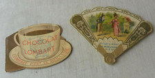 Lot anciennes publicités papier, pop up Chocolat Lombart + miroir Maison Lazard