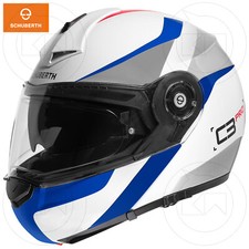 Casque Moduler Schuberth C3 PRO Sextant Blue Blanc/Bleu Double Visière en Fibre