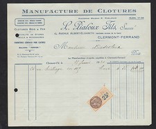 CLERMONT-FERRAND (63) USINE de CLOTURES Bois & Fers "L. PIALOUX Fils" en 1930