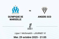 OM 3 matches au Vél' - place tribune Ganay secteur C - Angers, Toulouse, Monaco