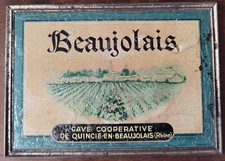 Plaque Panneau Publicitaire Ancien « Beaujolais Cave Coopérative » Tôle & Carton