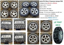 4 roues pneus neiges sur jante ALU + chaine