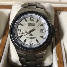 Citizen Attesa Eco-Drive Vintage Radio-Pilotée Argent Rond Solaire Montre Hommes