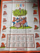 Calendrier tissus torchon 1989 Antoinette CGT