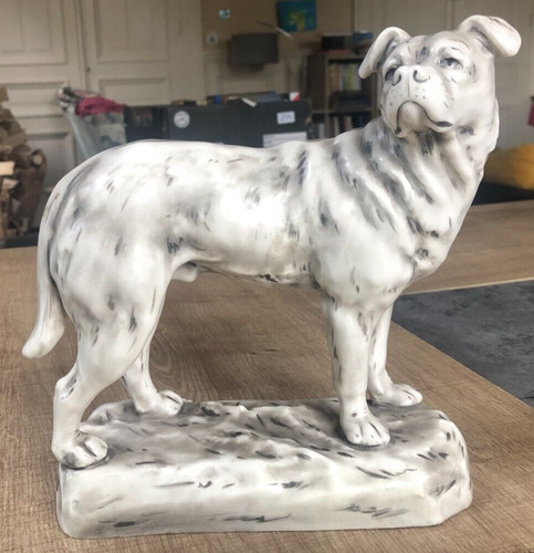 Chien faïence fine blanche - faïence,