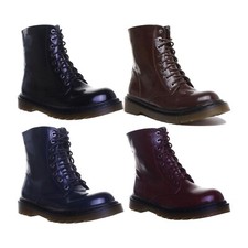 Femmes à Lacets Combat Bottes Avec Fermeture Éclair Côté en Noir Taille UK 2 - 8