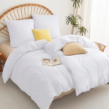 Parure de lit 4 pièces en Microfibre Douce avec Fermeture éclair Housse de Co...