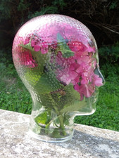 MAROTTE TÊTE À CHAPEAU  EN VERRE VINTAGE H : 25 cm