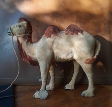 Ancien santon Devineau Grand chameau floqué 21,5cm Crèche ancienne Vintage rare