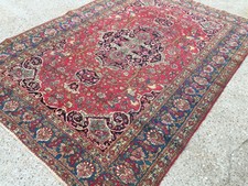 Antique perse Kashan Handmade Natural TEINTURE Laine Tapis Vintage Maison de campagne chic