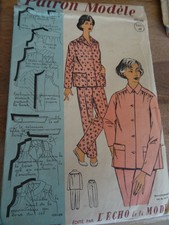  PATRON ECHO DE LA MODE French Pattern 1960 PYJAMA DEUX PIECES     T 48