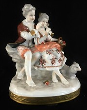 UNTERWEISSBACH - COUPLE de MUSICIENS au MOUTON - PORCELAINE   mi XX°   ALLEMAGNE