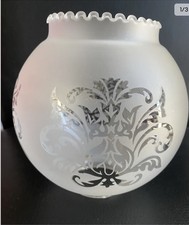 GLOBE EN VERRE GRAVE POUR LAMPE A PETROLE, APPLIQUE LUMINAIRE