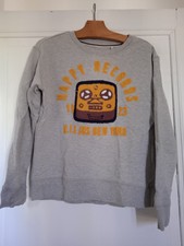 Pull sweat (taille M) H.I.S JEANS gris motif vintage (radio cassette) 