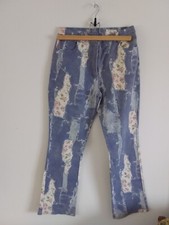 PANTALON REGULAR JEAN  VINTAGE TAILLE 40 BLEUE AVEC MOTIFS IMPRIME