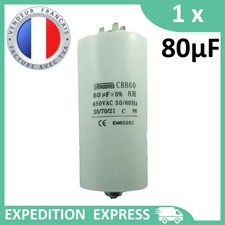 Condensateur moteur 80µF 80uF 450V à cosses + vis CBB60 démarrage/permanent