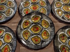 6 Assiettes A Huîtres/ Coquillages MBFA Pornic Peint Main vintage