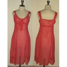 Robe féminine PIN UP Jacqueline RIU T1 ou 36 Rouge à pois TBE