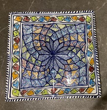 Plat Bakir bleu 4 cases céramique décor main Vaisselle orientale