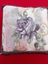 Croscill Profond Violet Lavande Rose Tapisserie Frange Jeté Canapé Lit Oreiller