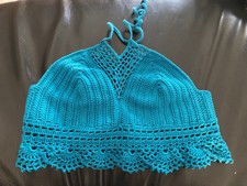 Haut Femme Taille L crop top crochet fait main NEUF
