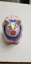 CoCo Dowley Pink Pig Ceramic Cookie Jar Butterfly 