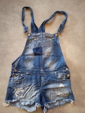 Salopette courte en jean usée 36/38 Stradivarius
