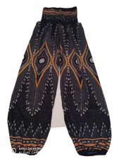 PANTALON FEMME ALADDIN DÉTENTE BOHÈME NOIR IMPRIMÉ T38/44 NEUF