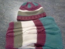 ORCHESTRA BONNET T 56 CM + ECHARPE  VIOLET GRIS TURQUOISE 