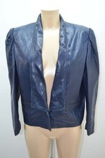 GUY LAROCHE VESTE EN CUIR VINTAGE CREATEUR BLEUE 40 T40 L