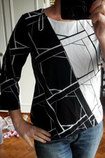 Top 1.2.3 123 40 imprimé graphique noir et blanc - chic