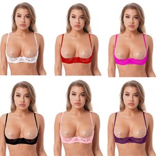 Sexy Femme Soutien-Gorge Sein Nu Brassière Dentelle Transparent Bra Top Lingerie