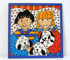 Puzzle bois 16 pièce Enfants et chiens
