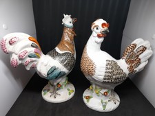 Porcelaine de Paris, signée Samson. Statue, Sculpture, Couple, le Coq & la Poule
