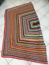 Grand couvre-lit, dessus de lit, couverture vintage en laine fait main 216x212cm