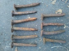 5 Old Railroad Spikes - Antique Rusty Cast Iron Spikes Pennsylvania Seashore RR