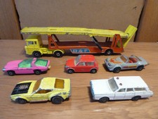 Daf Car Transporter Matchbox K11 +5 voitures Matchbox Mini, Mustang, Ponctiac..
