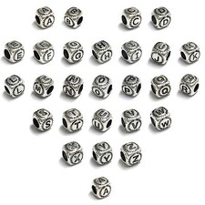 925 Sterling Silver Initial Alphabet Letter Beads Fit European Charm Bracelet