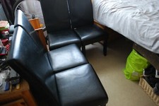 LOT 4 CHAISES POUR SALLE A MANGER SIMILI CUIR NOIR