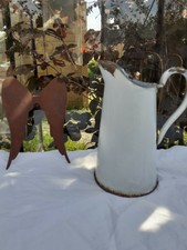 Pichet Ancien Émaillé Broc Blanc pot cafetière 