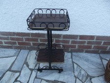 Vintage Desserte À Roulettes En Fer Forgé Torsadé Avec Range Bouteille Années 70