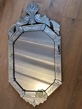 Ancien Miroir Vénitien Décor Floral 94 cm sur 48 cm