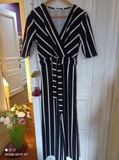 Combinaison pantalon cache cœur noire et blanche à rayures taille haute XS